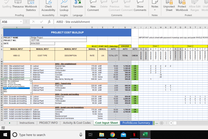 Construction Budget Excel Template / Cost Control Template - webQS