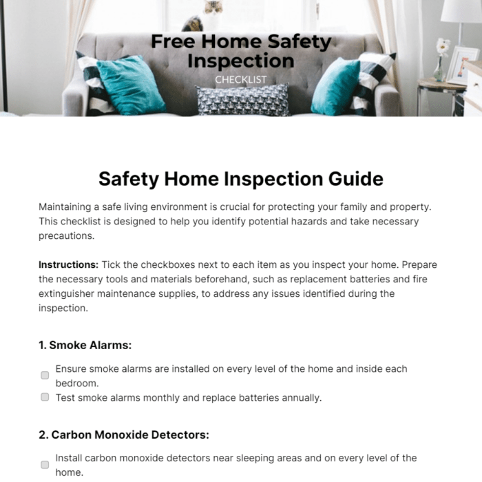 Free Home Safety Inspection Checklist Template to Edit Online